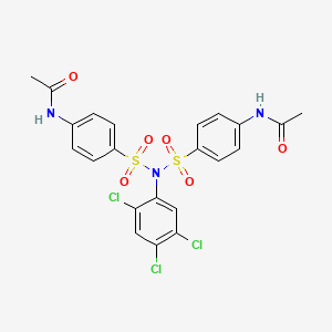 molecular formula C22H18Cl3N3O6S2 B6094756 N-{4-[({[4-(ACETYLAMINO)PHENYL]SULFONYL}-2,4,5-TRICHLOROANILINO)SULFONYL]PHENYL}ACETAMIDE 
