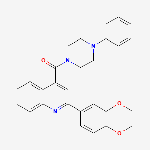molecular formula C28H25N3O3 B6094765 2-(2,3-dihydro-1,4-benzodioxin-6-yl)-4-[(4-phenyl-1-piperazinyl)carbonyl]quinoline 