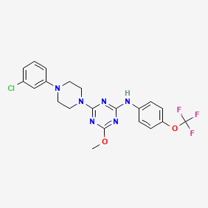 molecular formula C21H20ClF3N6O2 B6094766 4-[4-(3-chlorophenyl)piperazin-1-yl]-6-methoxy-N-[4-(trifluoromethoxy)phenyl]-1,3,5-triazin-2-amine 