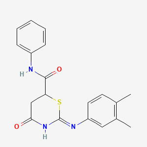 molecular formula C19H19N3O2S B6094919 2-[(3,4-dimethylphenyl)amino]-4-oxo-N-phenyl-5,6-dihydro-4H-1,3-thiazine-6-carboxamide 