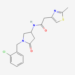 molecular formula C17H18ClN3O2S B6094936 N-[1-[(2-chlorophenyl)methyl]-5-oxopyrrolidin-3-yl]-2-(2-methyl-1,3-thiazol-4-yl)acetamide 