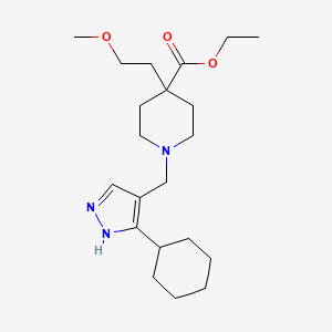 molecular formula C21H35N3O3 B6095059 ethyl 1-[(3-cyclohexyl-1H-pyrazol-4-yl)methyl]-4-(2-methoxyethyl)-4-piperidinecarboxylate 