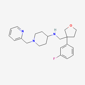 molecular formula C22H28FN3O B6095089 N-[[3-(3-fluorophenyl)oxolan-3-yl]methyl]-1-(pyridin-2-ylmethyl)piperidin-4-amine 
