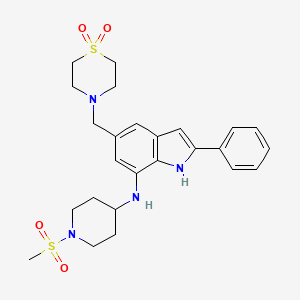 5-[(1,1-dioxo-1,4-thiazinan-4-yl)methyl]-N-(1-methylsulfonylpiperidin-4-yl)-2-phenyl-1H-indol-7-amine