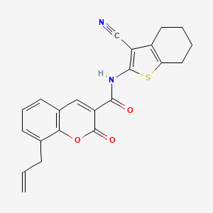molecular formula C22H18N2O3S B6095417 N-(3-cyano-4,5,6,7-tetrahydro-1-benzothiophen-2-yl)-2-oxo-8-(prop-2-en-1-yl)-2H-chromene-3-carboxamide 