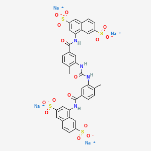 molecular formula C37H26N4Na4O15S4 B609546 tetrasodium;4-[[3-[[5-[(3,7-disulfonatonaphthalen-1-yl)carbamoyl]-2-methylphenyl]carbamoylamino]-4-methylbenzoyl]amino]naphthalene-2,6-disulfonate CAS No. 202982-98-7