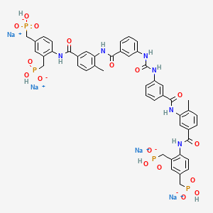 molecular formula C47H44N6Na4O17P4 B609547 Tetrasodium;[2-[[3-[[3-[[3-[[5-[[2,4-bis[[hydroxy(oxido)phosphoryl]methyl]phenyl]carbamoyl]-2-methylphenyl]carbamoyl]phenyl]carbamoylamino]benzoyl]amino]-4-methylbenzoyl]amino]-5-[[hydroxy(oxido)phosphoryl]methyl]phenyl]methyl-hydroxyphosphinate 