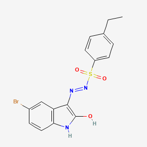 molecular formula C16H14BrN3O3S B6095603 N'-(5-bromo-2-oxo-1,2-dihydro-3H-indol-3-ylidene)-4-ethylbenzenesulfonohydrazide 