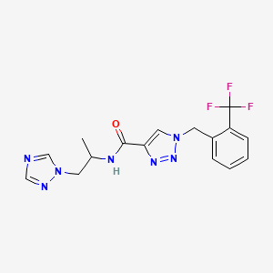 molecular formula C16H16F3N7O B6095708 N-[1-methyl-2-(1H-1,2,4-triazol-1-yl)ethyl]-1-[2-(trifluoromethyl)benzyl]-1H-1,2,3-triazole-4-carboxamide 