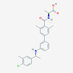 (2S)-2-[[4-[3-[[(1R)-1-(4-chloro-3-methylphenyl)ethyl]amino]phenyl]-2,6-dimethylbenzoyl]amino]propanoic acid