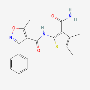 molecular formula C18H17N3O3S B6095857 N-(3-carbamoyl-4,5-dimethylthiophen-2-yl)-5-methyl-3-phenyl-1,2-oxazole-4-carboxamide 