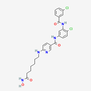 molecular formula C26H27Cl2N5O4 B609588 N-[4-chloro-3-[(3-chlorobenzoyl)amino]phenyl]-6-[[7-(hydroxyamino)-7-oxoheptyl]amino]pyridine-3-carboxamide CAS No. 1788896-33-2