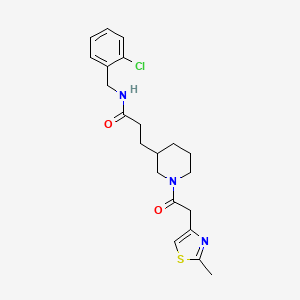 molecular formula C21H26ClN3O2S B6095904 N-(2-chlorobenzyl)-3-{1-[(2-methyl-1,3-thiazol-4-yl)acetyl]-3-piperidinyl}propanamide 