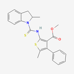 molecular formula C23H22N2O2S2 B6095929 methyl 5-methyl-2-{[(2-methyl-2,3-dihydro-1H-indol-1-yl)carbonothioyl]amino}-4-phenyl-3-thiophenecarboxylate 