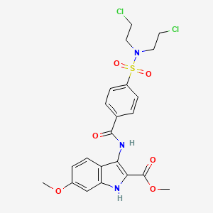 molecular formula C22H23Cl2N3O6S B6096005 methyl 3-[(4-{[bis(2-chloroethyl)amino]sulfonyl}benzoyl)amino]-6-methoxy-1H-indole-2-carboxylate 