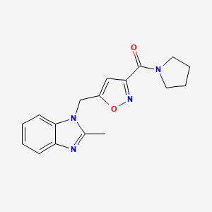 molecular formula C17H18N4O2 B6096071 2-methyl-1-{[3-(1-pyrrolidinylcarbonyl)-5-isoxazolyl]methyl}-1H-benzimidazole 