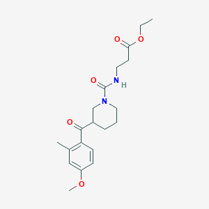molecular formula C20H28N2O5 B6096145 ethyl N-{[3-(4-methoxy-2-methylbenzoyl)-1-piperidinyl]carbonyl}-beta-alaninate 