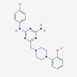molecular formula C21H24ClN7O B6096161 N-(4-chlorophenyl)-6-{[4-(2-methoxyphenyl)piperazin-1-yl]methyl}-1,3,5-triazine-2,4-diamine 