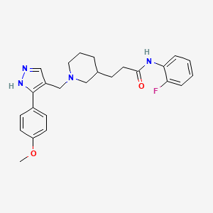 molecular formula C25H29FN4O2 B6096366 N-(2-fluorophenyl)-3-[1-[[5-(4-methoxyphenyl)-1H-pyrazol-4-yl]methyl]piperidin-3-yl]propanamide 