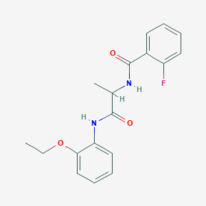 molecular formula C18H19FN2O3 B6096367 N-{2-[(2-ethoxyphenyl)amino]-1-methyl-2-oxoethyl}-2-fluorobenzamide 