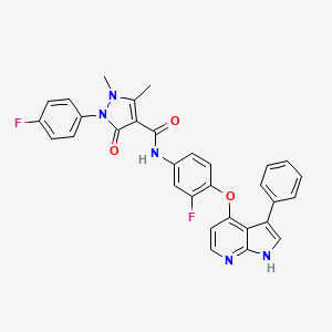 1-(4-fluorophenyl)-N-[3-fluoro-4-[(3-phenyl-1H-pyrrolo[2,3-b]pyridin-4-yl)oxy]phenyl]-2,3-dimethyl-5-oxopyrazole-4-carboxamide