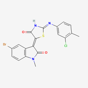 molecular formula C19H13BrClN3O2S B6096477 5-bromo-3-{2-[(3-chloro-4-methylphenyl)imino]-4-oxo-1,3-thiazolidin-5-ylidene}-1-methyl-1,3-dihydro-2H-indol-2-one 