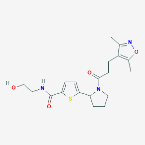 molecular formula C19H25N3O4S B6096567 5-{1-[3-(3,5-dimethyl-4-isoxazolyl)propanoyl]-2-pyrrolidinyl}-N-(2-hydroxyethyl)-2-thiophenecarboxamide 