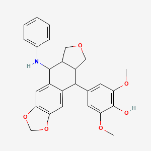 molecular formula C27H27NO6 B609661 4-(5-苯氨基-5,5a,6,8,8a,9-六氢-[2]苯并呋喃[6,5-f][1,3]苯二氧杂环-9-基)-2,6-二甲氧基苯酚 CAS No. 153230-81-0