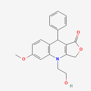molecular formula C20H19NO4 B609664 4-(2-hydroxyethyl)-6-methoxy-9-phenyl-4,9-dihydrofuro[3,4-b]quinolin-1(3H)-one CAS No. 1629908-92-4