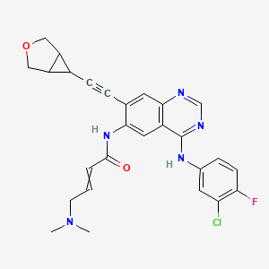molecular formula C27H25ClFN5O2 B609667 N-[4-(3-chloro-4-fluoroanilino)-7-[2-(3-oxabicyclo[3.1.0]hexan-6-yl)ethynyl]quinazolin-6-yl]-4-(dimethylamino)but-2-enamide CAS No. 1398833-56-1