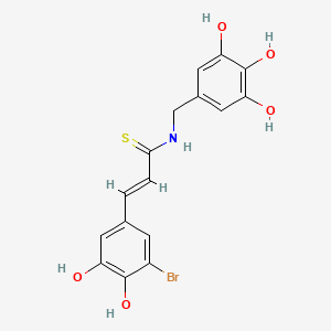 molecular formula C16H14BrNO5S B609668 (E)-3-(3-Bromo-4,5-dihydroxyphenyl)-N-(3,4,5-trihydroxybenzyl)prop-2-enethioamide CAS No. 1384426-12-3