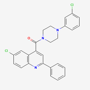molecular formula C26H21Cl2N3O B6096726 6-chloro-4-{[4-(3-chlorophenyl)-1-piperazinyl]carbonyl}-2-phenylquinoline 