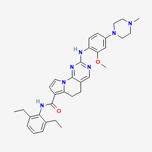 molecular formula C33H39N7O2 B609676 N-(2,6-diethylphenyl)-2-[2-methoxy-4-(4-methylpiperazin-1-yl)anilino]-5,6-dihydropyrimido[4,5-e]indolizine-7-carboxamide CAS No. 1817791-73-3