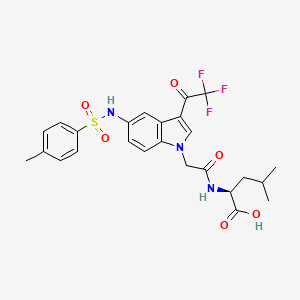 (2-(5-((4-Methylphenyl)sulfonamido)-3-(2,2,2-trifluoroacetyl)-1H-indol-1-yl)acetyl)-L-leucine