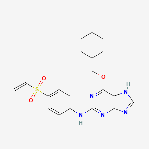 molecular formula C20H23N5O3S B609679 6-(环己基甲氧基)-N-(4-乙烯基磺酰基苯基)-7H-嘌呤-2-胺 CAS No. 2070015-09-5