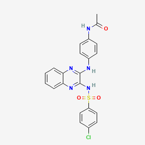 molecular formula C22H18ClN5O3S B6096854 N-{4-[(3-{[(4-chlorophenyl)sulfonyl]amino}-2-quinoxalinyl)amino]phenyl}acetamide 