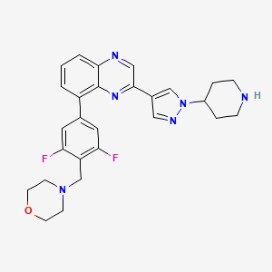 4-(2,6-difluoro-4-(3-(1-(piperidin-4-yl)-1H-pyrazol-4-yl)quinoxalin-5-yl)benzyl)morpholine