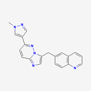 molecular formula C20H16N6 B609689 6-((6-(1-methyl-1H-pyrazol-4-yl)imidazo[1,2-b]pyridazin-3-yl)methyl)quinoline CAS No. 1185763-69-2