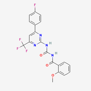 molecular formula C20H14F4N4O3 B6096902 N-[4-(4-FLUOROPHENYL)-6-(TRIFLUOROMETHYL)-2-PYRIMIDINYL]-N'-(2-METHOXYBENZOYL)UREA 