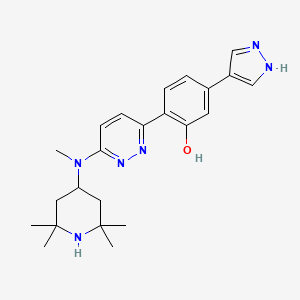 molecular formula C23H30N6O B609694 2-(6-(methyl(2,2,6,6-tetramethylpiperidin-4-yl)amino)pyridazin-3-yl)-5-(1H-pyrazol-4-yl)phenol CAS No. 1562333-92-9