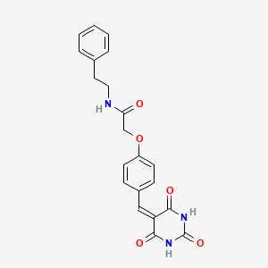 molecular formula C21H19N3O5 B6096950 N-(2-phenylethyl)-2-[4-[(2,4,6-trioxo-1,3-diazinan-5-ylidene)methyl]phenoxy]acetamide 
