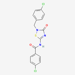 molecular formula C16H11Cl2N3O2S B609697 4-chloro-N-(2-(4-chlorobenzyl)-3-oxo-2,3-dihydro-1,2,4-thiadiazol-5-yl)benzamide CAS No. 1261289-04-6