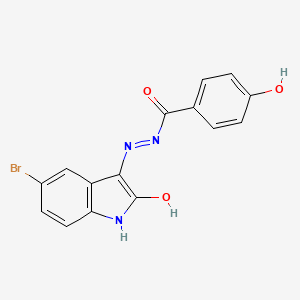 molecular formula C15H10BrN3O3 B6096985 N'-(5-bromo-2-oxo-1,2-dihydro-3H-indol-3-ylidene)-4-hydroxybenzohydrazide 