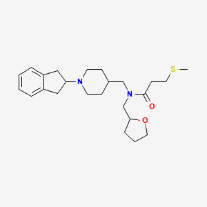 molecular formula C24H36N2O2S B6097032 N-{[1-(2,3-dihydro-1H-inden-2-yl)-4-piperidinyl]methyl}-3-(methylthio)-N-(tetrahydro-2-furanylmethyl)propanamide 