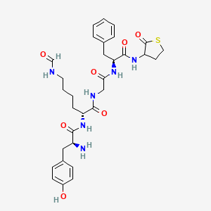 (2R)-2-[[(2S)-2-amino-3-(4-hydroxyphenyl)propanoyl]amino]-6-formamido-N-[2-oxo-2-[[(2S)-1-oxo-1-[(2-oxothiolan-3-yl)amino]-3-phenylpropan-2-yl]amino]ethyl]hexanamide