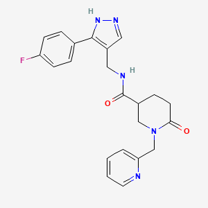 molecular formula C22H22FN5O2 B6097108 N-[[5-(4-fluorophenyl)-1H-pyrazol-4-yl]methyl]-6-oxo-1-(pyridin-2-ylmethyl)piperidine-3-carboxamide 