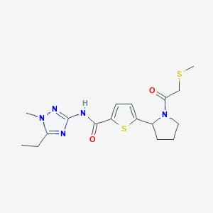 molecular formula C17H23N5O2S2 B6097115 N-(5-ethyl-1-methyl-1H-1,2,4-triazol-3-yl)-5-{1-[(methylthio)acetyl]-2-pyrrolidinyl}-2-thiophenecarboxamide 