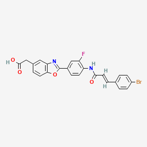 (E)-2-(2-(4-(3-(4-bromophenyl)acrylamido)-3-fluorophenyl)benzo[d]oxazol-5-yl)acetic acid