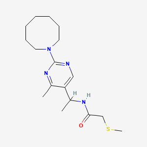 molecular formula C17H28N4OS B6097348 N-{1-[2-(1-azocanyl)-4-methyl-5-pyrimidinyl]ethyl}-2-(methylthio)acetamide 
