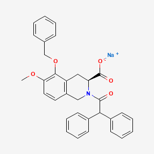 molecular formula C32H29NNaO5 B609735 3-Isoquinolinecarboxylic acid, 2-(2,2-diphenylacetyl)-1,2,3,4-tetrahydro-6-methoxy-5-(phenylmethoxy)-, sodium salt (1:1), (3S)- CAS No. 1316755-17-5